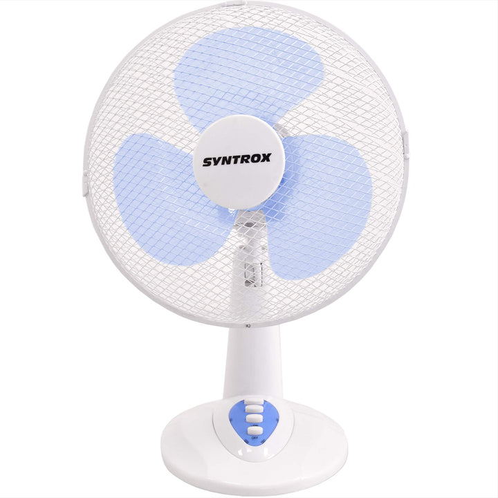 Syntrox Germany TVT-33W-WB 12" 35 cm Tischventilator mit 3 Geschwindigkeiten, Oszillation Windmaschi