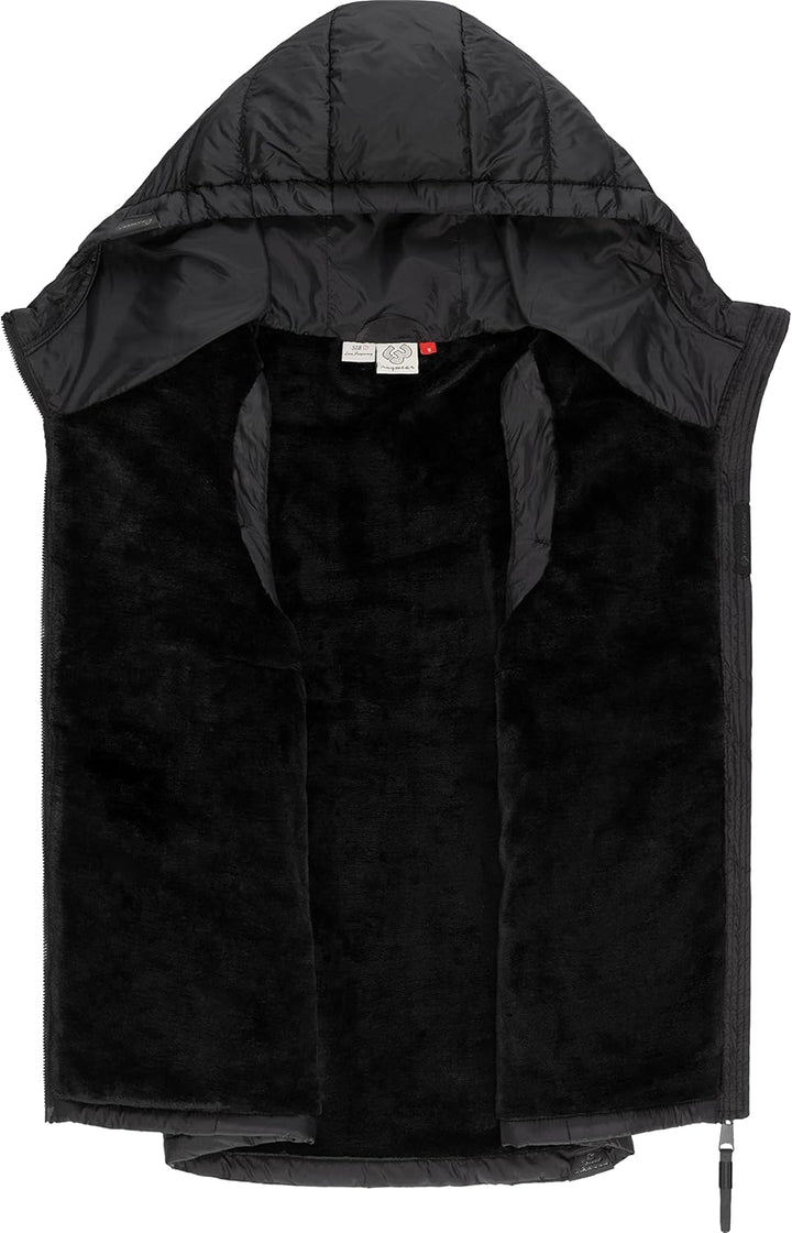 Ragwear Damen Winterjacke warme Steppweste mit Kapuze Lucinda Vest XS-XXL XL Schwarz, XL Schwarz