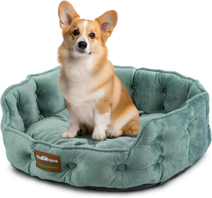ClevaHome Rundes Katzenbett &amp; Hundebett für Kleine Haustiere bis 7kg – Waschbares Weiches Haustierbe