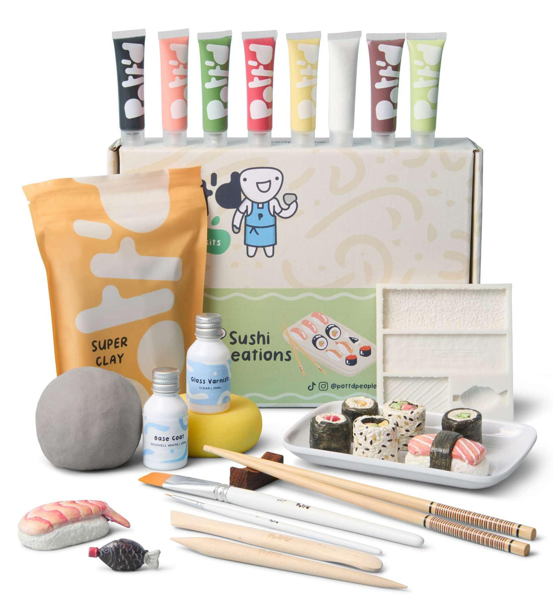 Pott'd Mini-Töpfer-Sets | Lufttrocknendes Töpferset für Erwachsene | Mit Farben, Töpferwerkzeugen un
