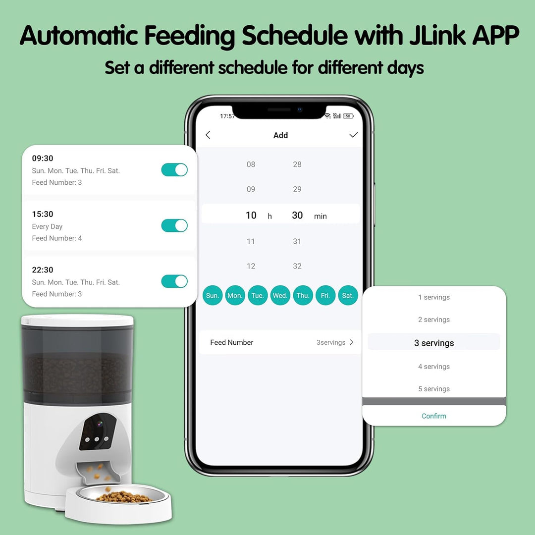 ANTELA Futterautomat für Katzen Hunde 6L mit Video 3MP, 2,4GHz WLAN Futterspender, App-Steuerung, Re