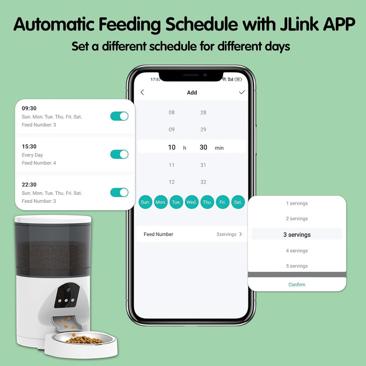 ANTELA Futterautomat für Katzen Hunde 6L mit Video 3MP, 2,4GHz WLAN Futterspender, App-Steuerung, Re