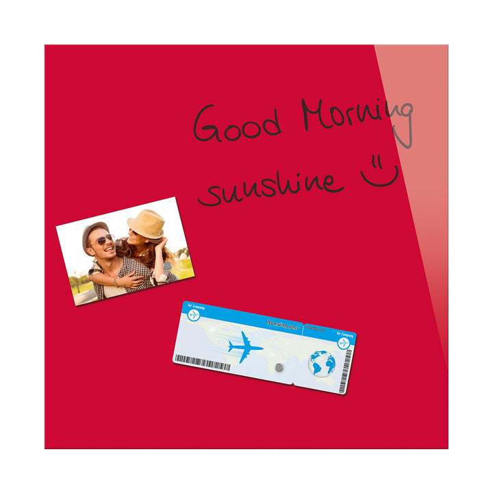 Be!Board B1102 Glas-Magnettafel rot, 45 x 45 cm, Memoboard magnetisch rot 45 x 45 cm, rot 45 x 45 cm