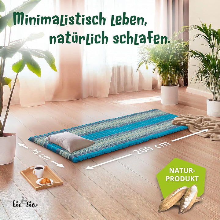 livasia Rollmatte Rollmatratze L-200x110x4,5cm, Gästebett Gästematratze 1 Person, Reisebett Kofferra
