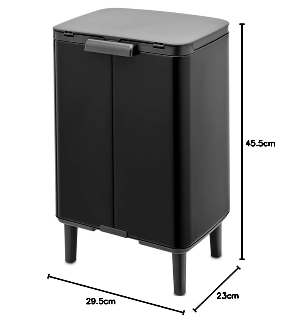 Brabantia - Mülleimer Bo Hi 12L mit Soft-Close-Deckel, herausnehmbarem Inneneimer und Transportgriff