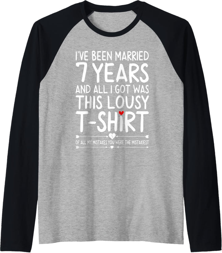 7th Wedding Anniversary Shirts for Her 7 Years of Marriage Raglan