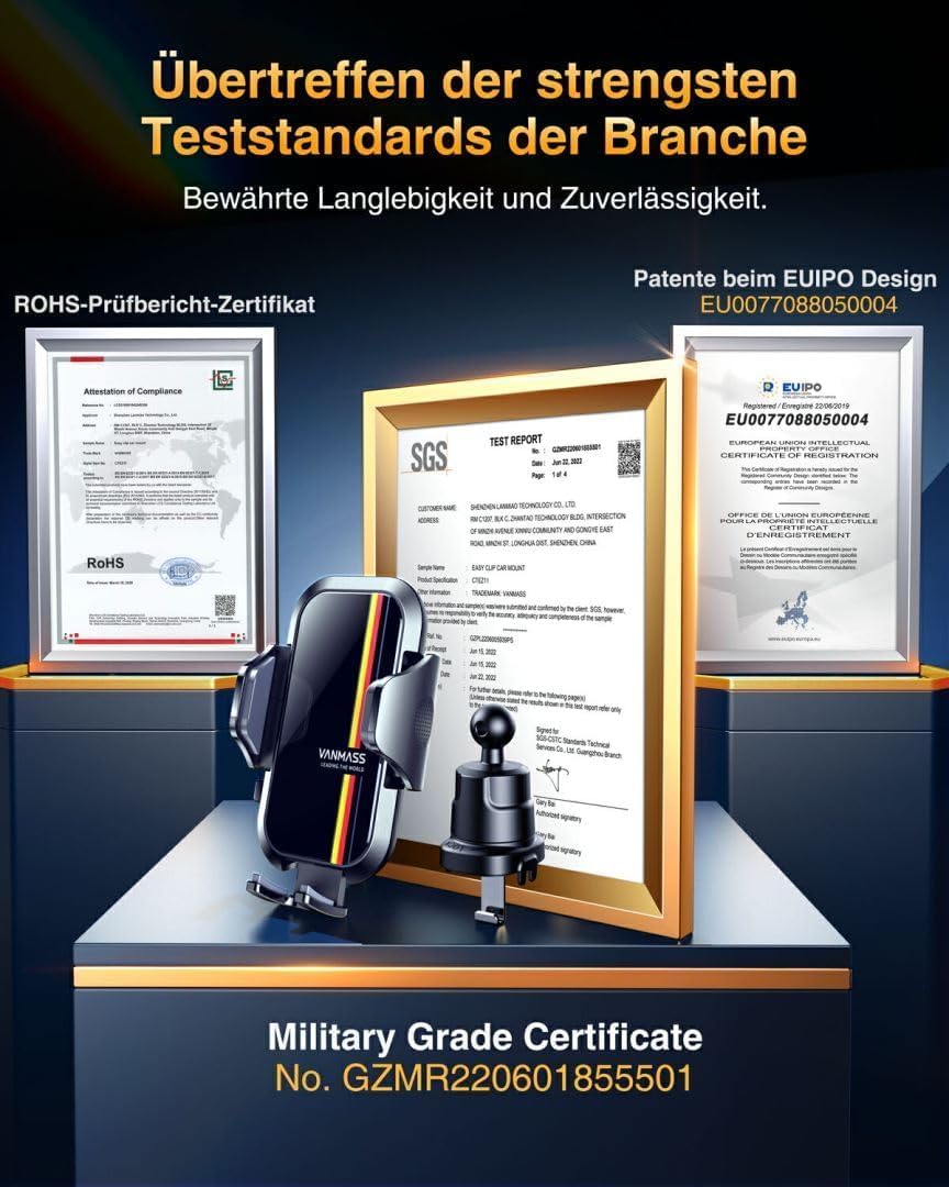 VANMASS 2025 Upgrade【Militär-Klasse】Handyhalterung Auto Lüftungshaken Bombenfest Handyhalter 360°Dre