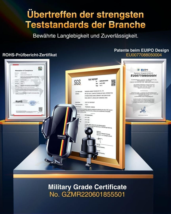 VANMASS 2025 Upgrade【Militär-Klasse】Handyhalterung Auto Lüftungshaken Bombenfest Handyhalter 360°Dre