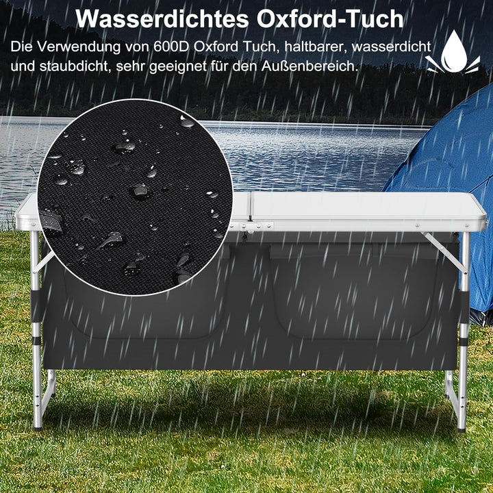 Froadp Campingküche Faltbare mit Ablagefächern – Leichter Campingschrank mit Aluminiumgestell & Trag