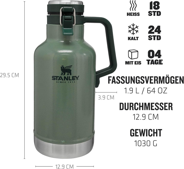 Stanley 1913 Classic Easy-Pour Growler Thermoskanne 1.9 Liter - Hält Bier 24 Stunden Kalt & Frisch -