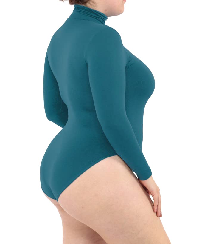 LEELA LAB Langarm Bodysuit mit Rollkragen Damen Grösse Grössen, Verstellbarem Verschluss, Nahtloser