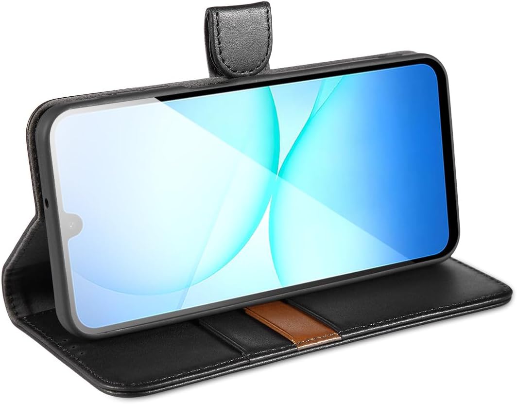 LENSUN Echtleder Hülle für Samsung Galaxy A17, Handyhülle [Echtes Leder][Magnetverschluss][RFID Wall