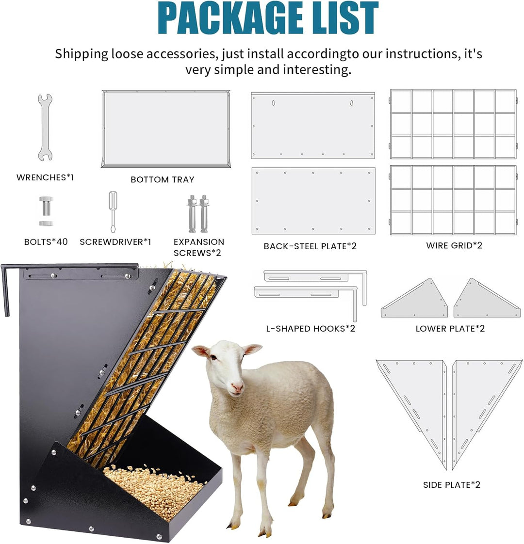 Grosses Heuraufe für Schafe und Ziegen 2 In 1 Hay & Grain/Salt Feeder Hängende Futterraufe Schafe mi
