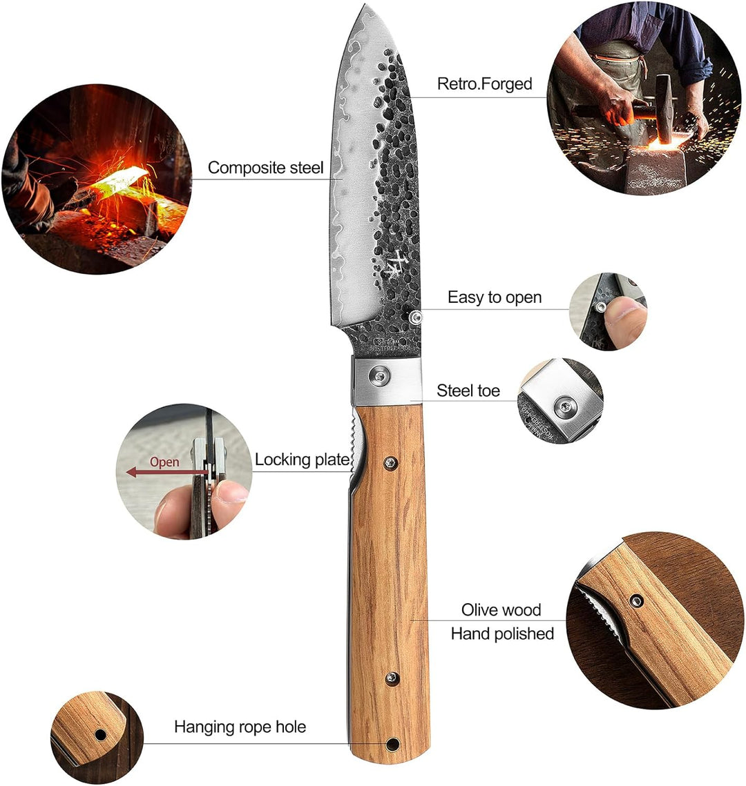 SENBON 440 Geschmiedeter Edelstahl Camping Chef Klinge Scharfe japanisches stil Faltende Tragbare Re
