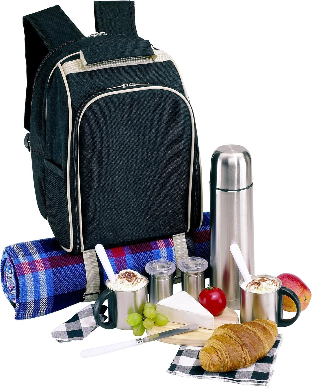 Unbekannt Picknick Rucksack 2 Person Picknicktasche mit Kühlfach Kühlrucksack mit Zubehör Kühltasche
