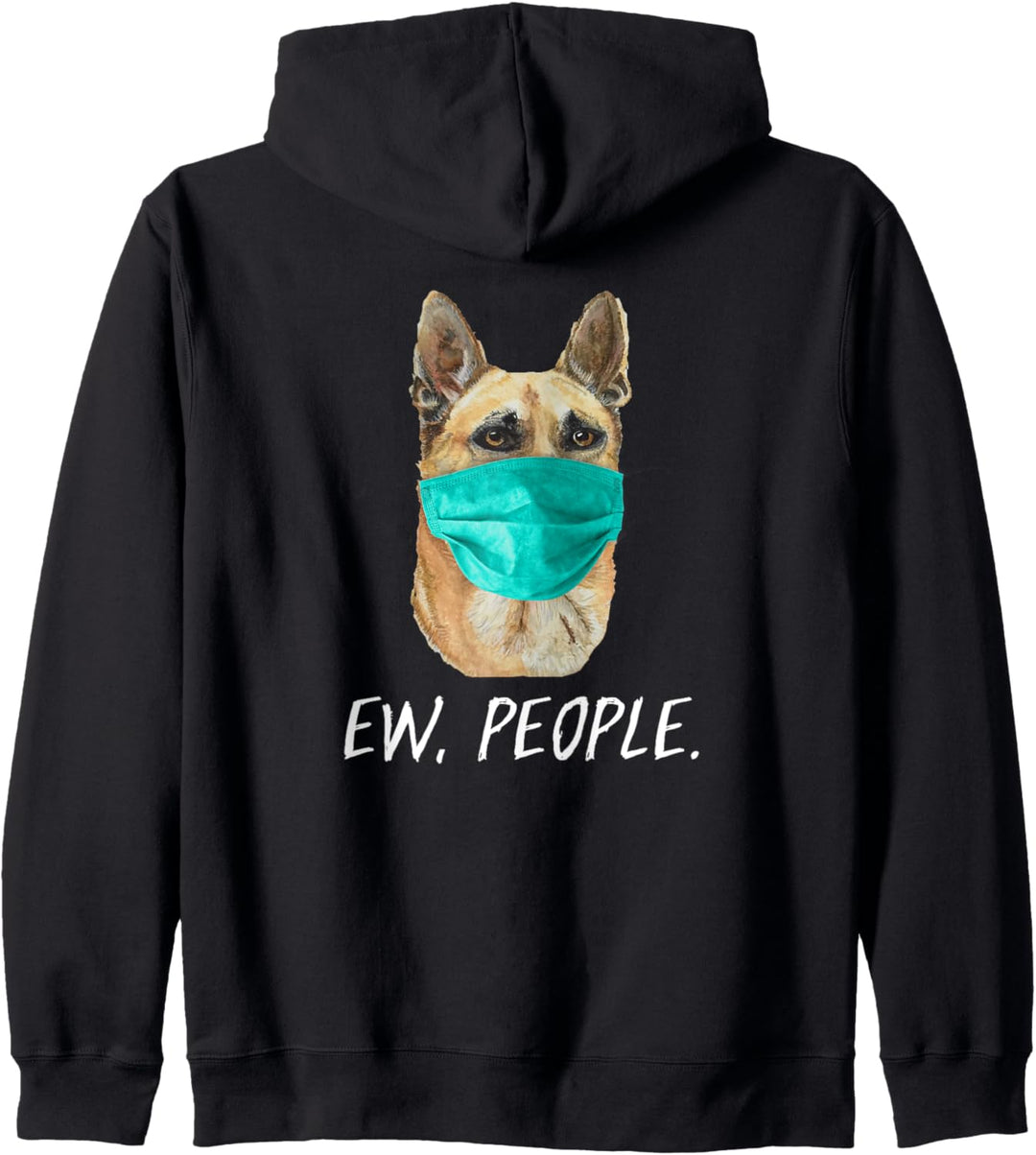 SCHÄFERHUND mit Gesichtsmaske Mundschutz Hund EW PEOPLE Kapuzenjacke