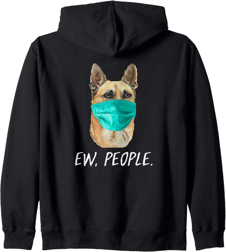 SCHÄFERHUND mit Gesichtsmaske Mundschutz Hund EW PEOPLE Kapuzenjacke