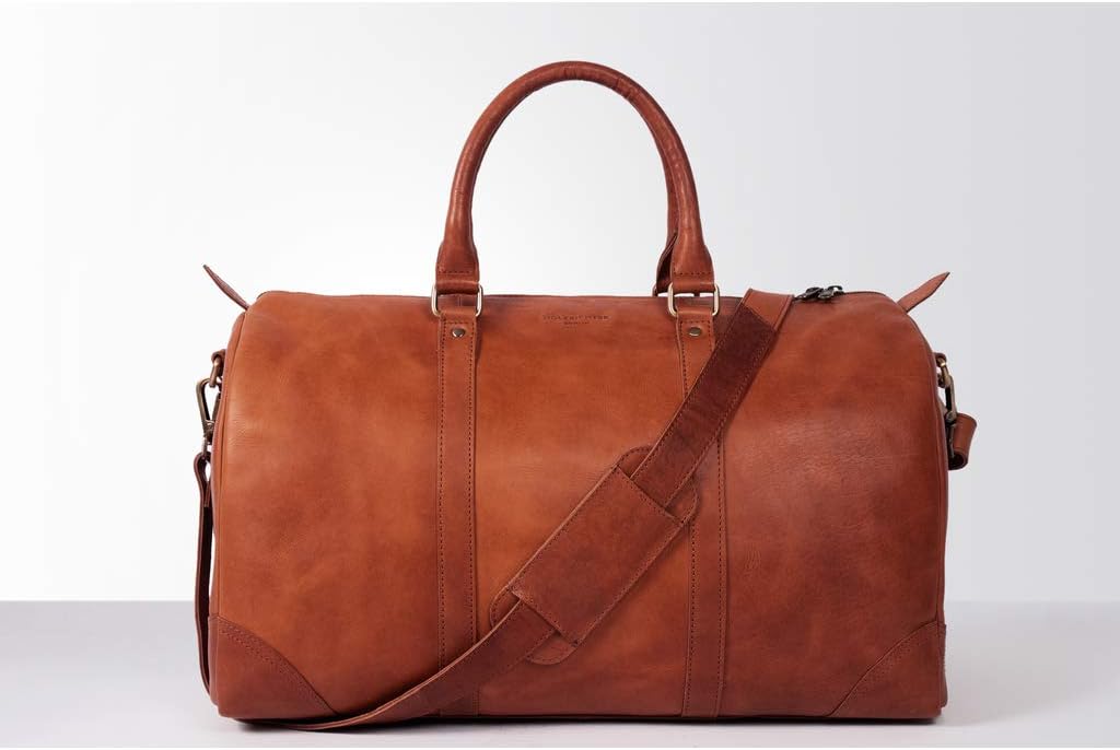 HOLZRICHTER Berlin - Weekender aus Leder für Herren (No 8-1), Reisetasche 27x50x25 cm, Handgefertigt