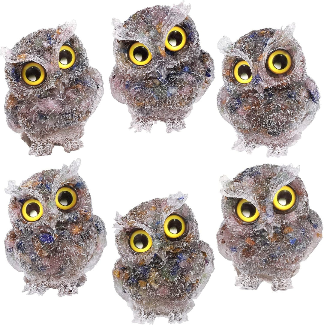 KYEYGWO Mischstein Nette Kristall Eule Figur Ornamente, Mini Stein Käuzchen Statuen Harz Tier Skulpt