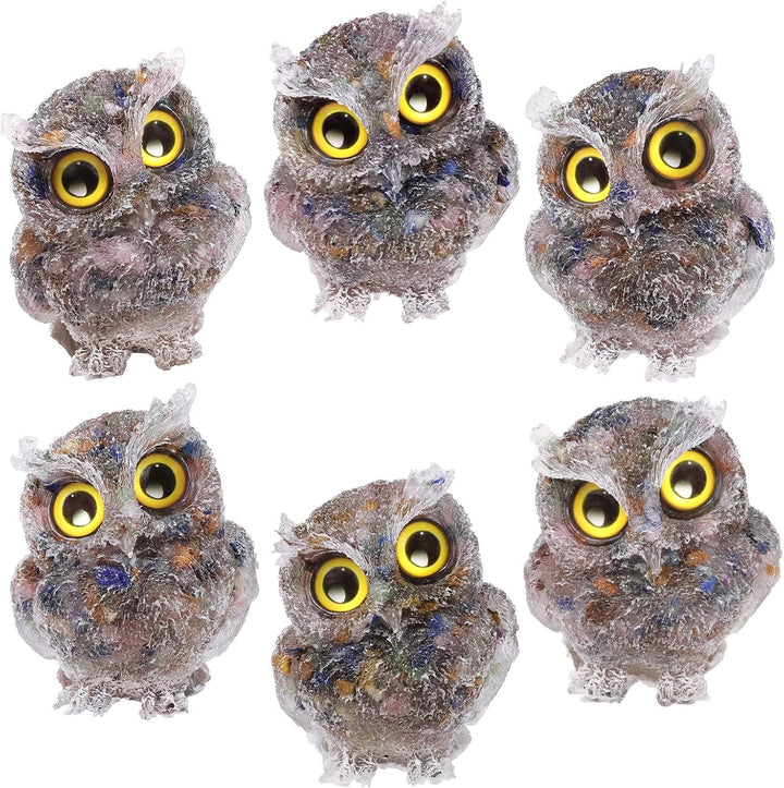 KYEYGWO Mischstein Nette Kristall Eule Figur Ornamente, Mini Stein Käuzchen Statuen Harz Tier Skulpt