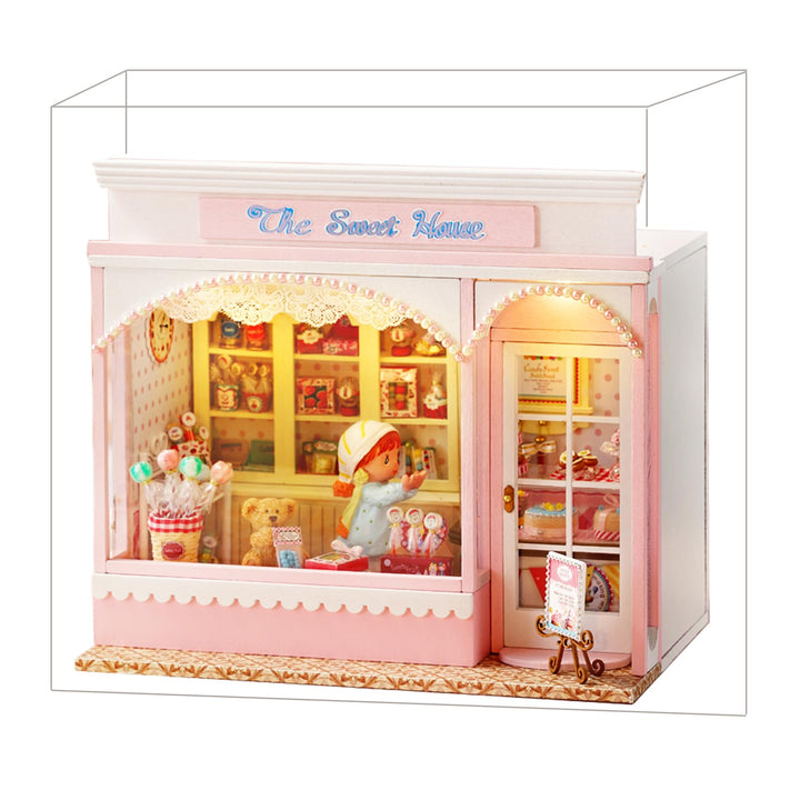 Spilay DIY Miniature House, Mini Handgefertigte Grünes Pflanzenstudio Kit Mit LED-Licht, Schutzhülle