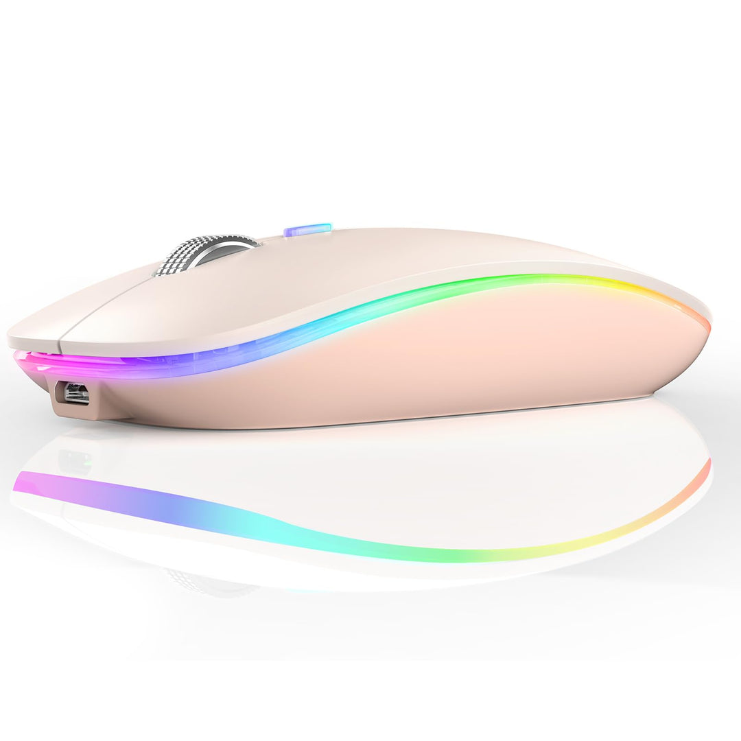 Uiosmuph Bluetooth Maus Kabellose, LED Funkmaus wiederaufladbar Leise Wireless Mouse 2.4GHz Kabellos