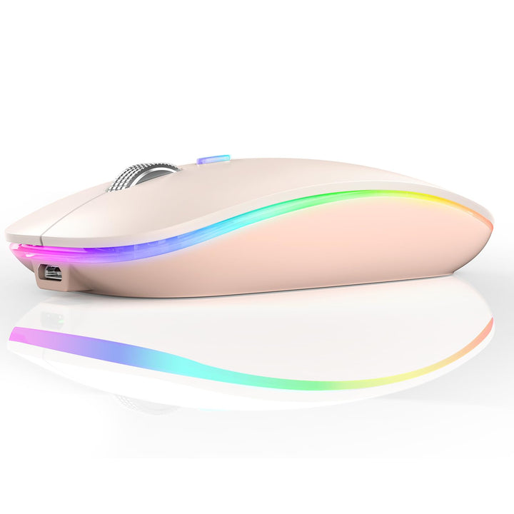 Uiosmuph Bluetooth Maus Kabellose, LED Funkmaus wiederaufladbar Leise Wireless Mouse 2.4GHz Kabellos