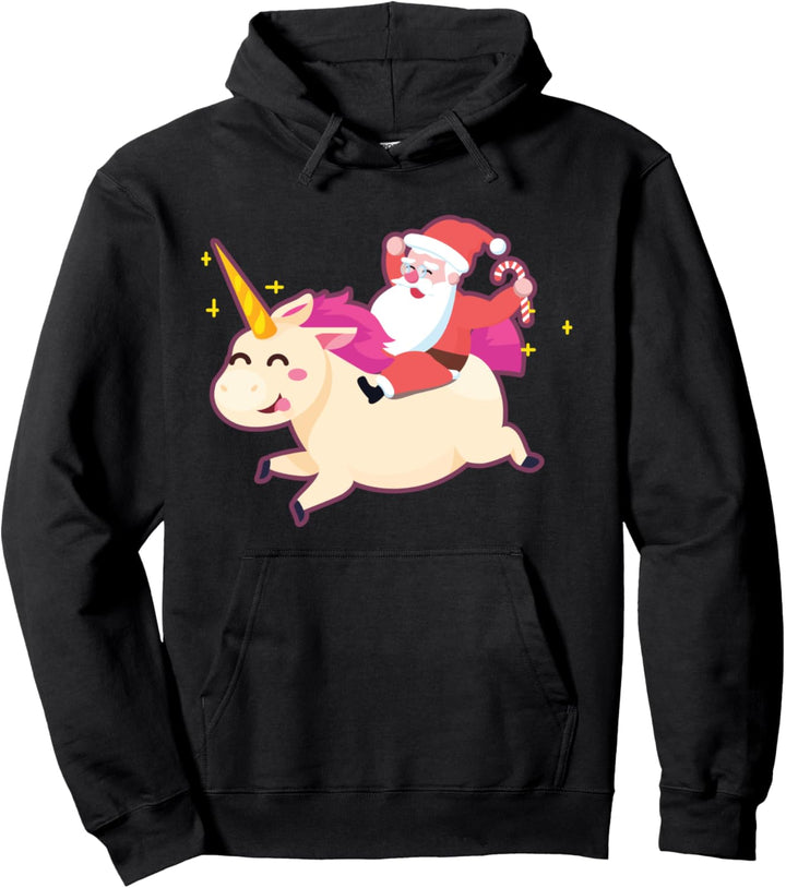 Weihnachtsmann reitet ein Einhorn Weihnachten Kinder Mädchen Jungen Xmas Pullover Hoodie