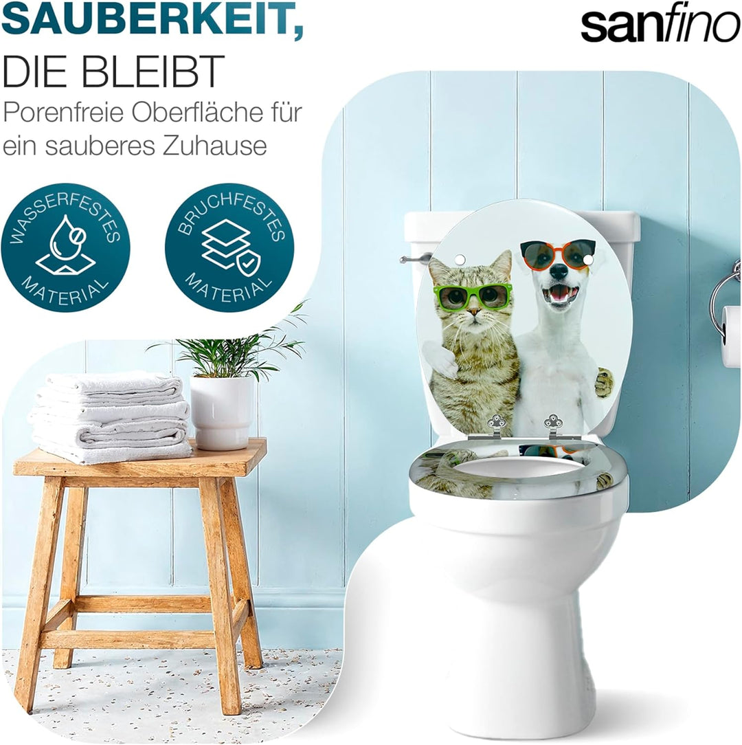 Premium WC Sitz mit Absenkautomatik – hochwertige Toilettendeckel aus Holz, viele bunte Motive, hohe