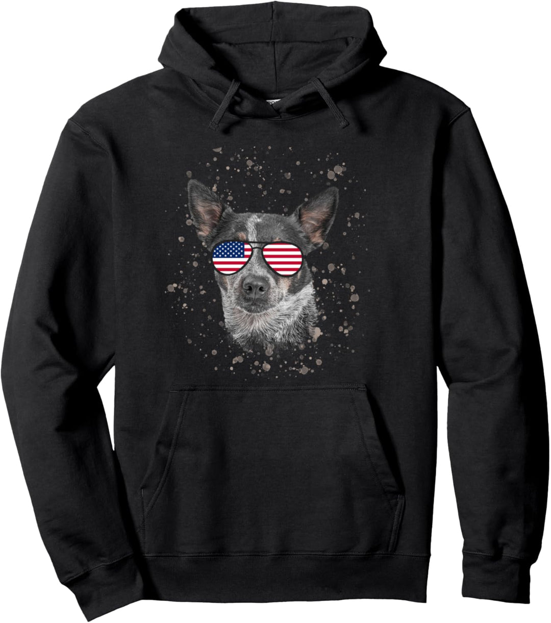 USA Flagge Australischer Viehhund Merica Lustige Flagge Pullover Hoodie