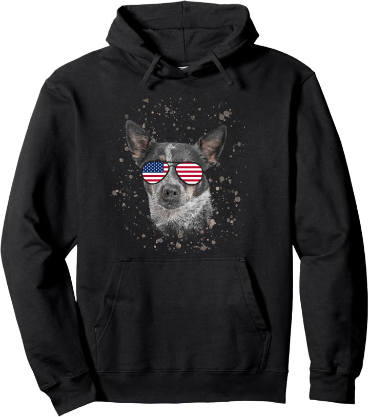 USA Flagge Australischer Viehhund Merica Lustige Flagge Pullover Hoodie