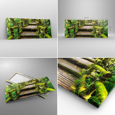 Wandbilder Dekoration Wohnzimmer Asien natur park brücke Panorama Bilder auf Leinwand 120x50cm Leinw