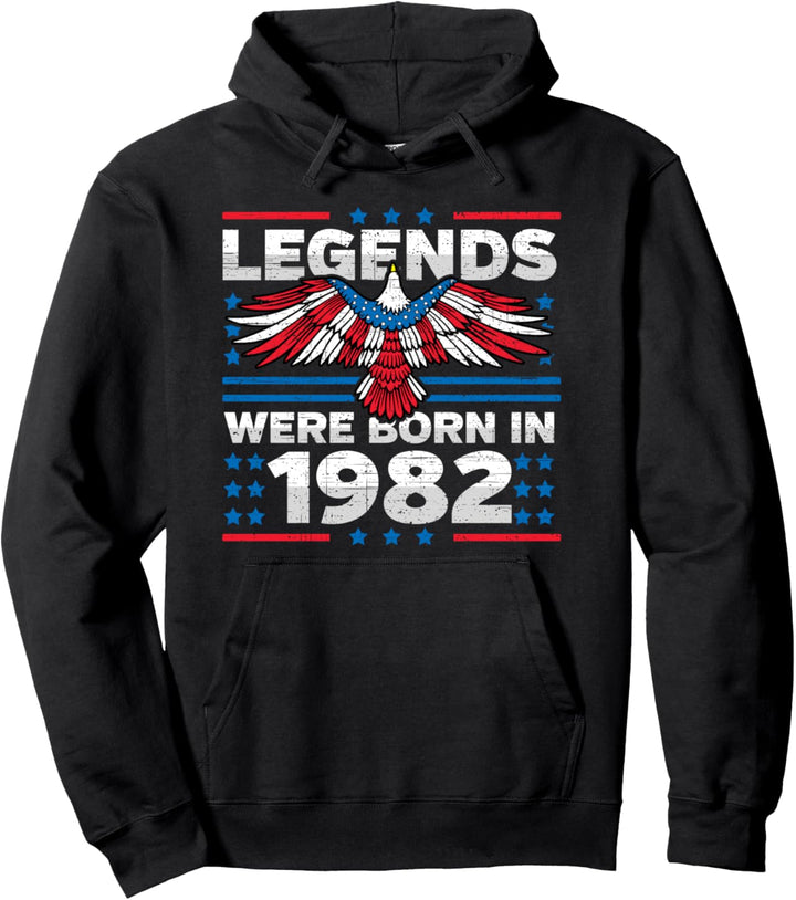 Legends Were Born in 1982 Patriotic Birthday Pullover Hoodie