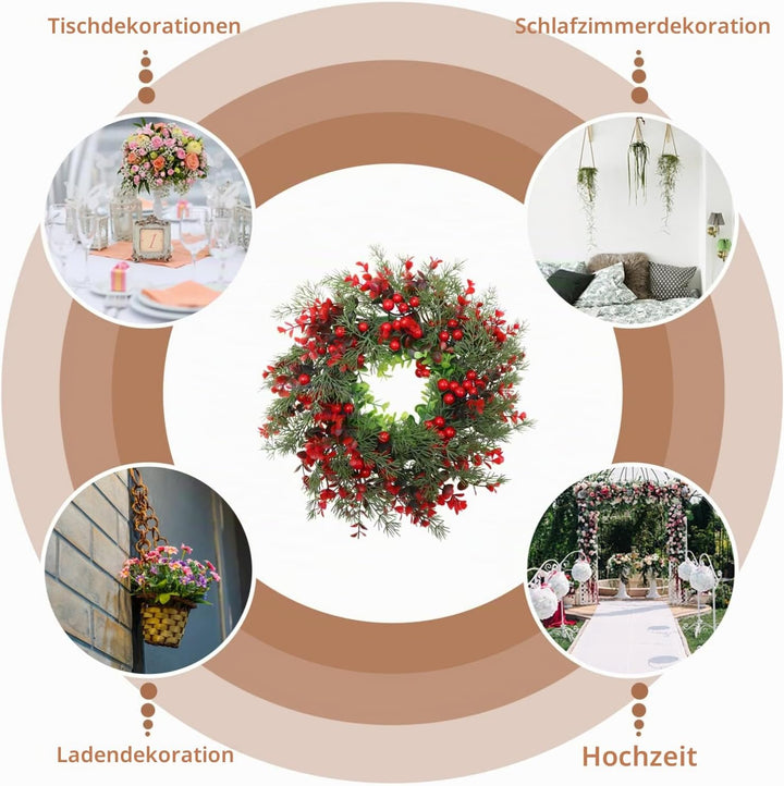 VALICLUD Weihnachtskranz Tannenkranz Türkranz Beerenkranz: Weihnachten Kranz Beeren Girlande Winterk
