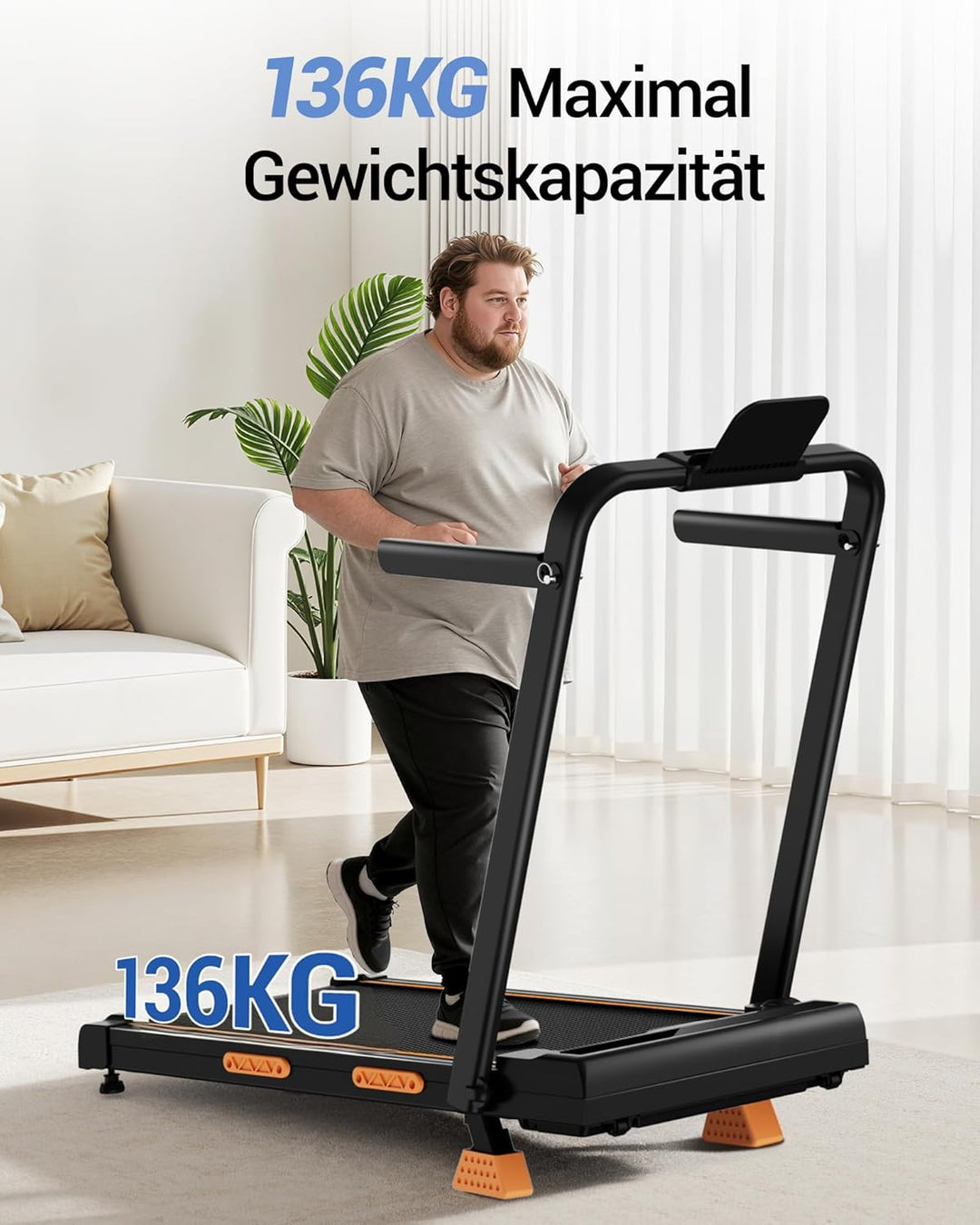 UMAY Laufband für Zuhause Klappbar mit Steigung 16%, 10KM/H Walking Pad Klappbar mit Steigung, Fernb