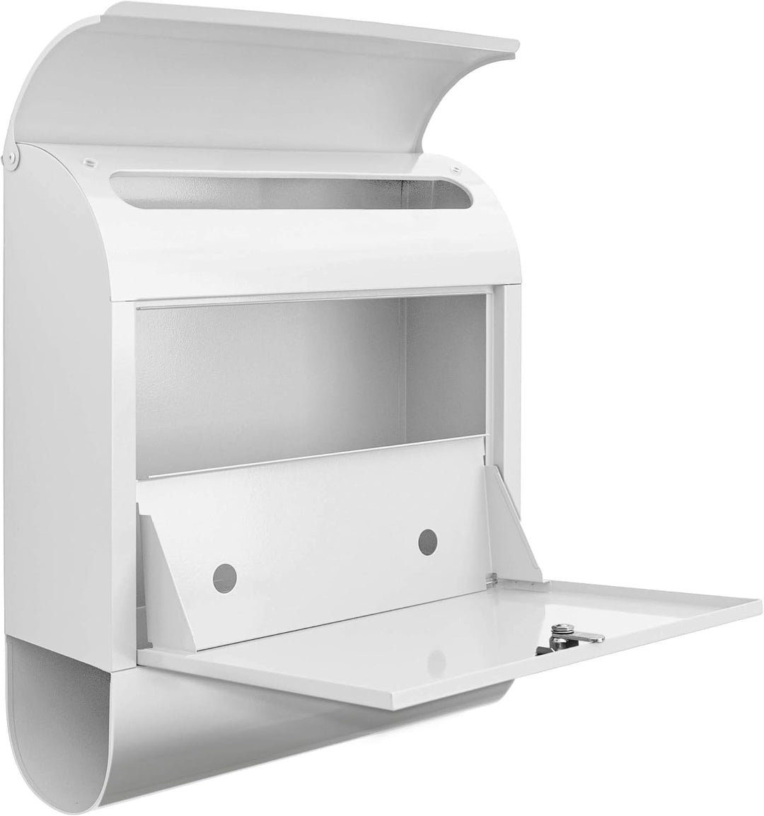 banjado Design Briefkasten Stahl weiss mit Zeitungsfach - Briefkasten 39x47x13cm gross mit 2 Schlüss