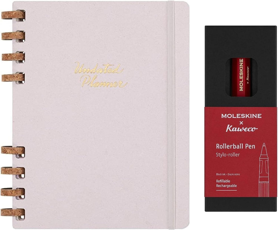 Moleskine Undatierte Agenda + Moleskine x Kaweco Nachfüllbarer Rollerball-Stift, 12-Monats-Agenda mi