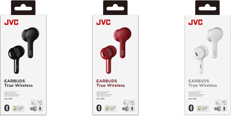 JVC HA-A8T True Wireless Kopfhörer mit Mikrofon, Schwarz, Schwarz