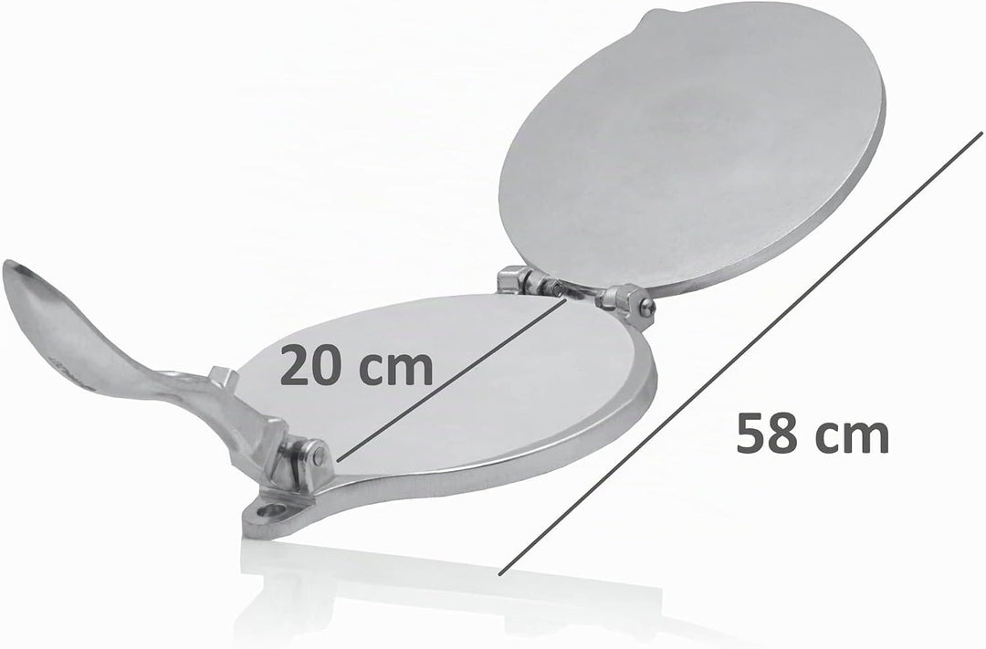 Mahlzeit Tortilla Presse Ø 20 cm aus Aluminium | inkl. Backpapier | leichte Taco Presse | für hausge
