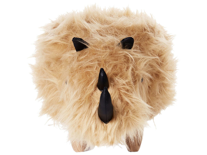 Flauschiger Hocker in Tierform Felloptik sandbeige Tierhocker für Kinder Rhino