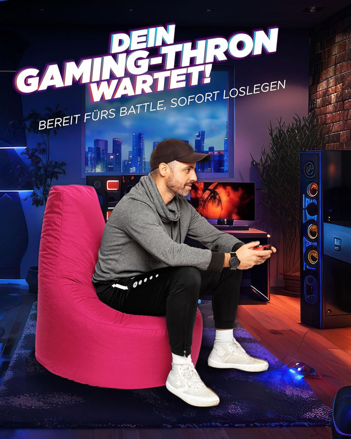 PATCH HOME Gamer Kissen & Lounge Sitzsack – befüllbar mit Reissverschluss, gefüllt mit Styropor, gee
