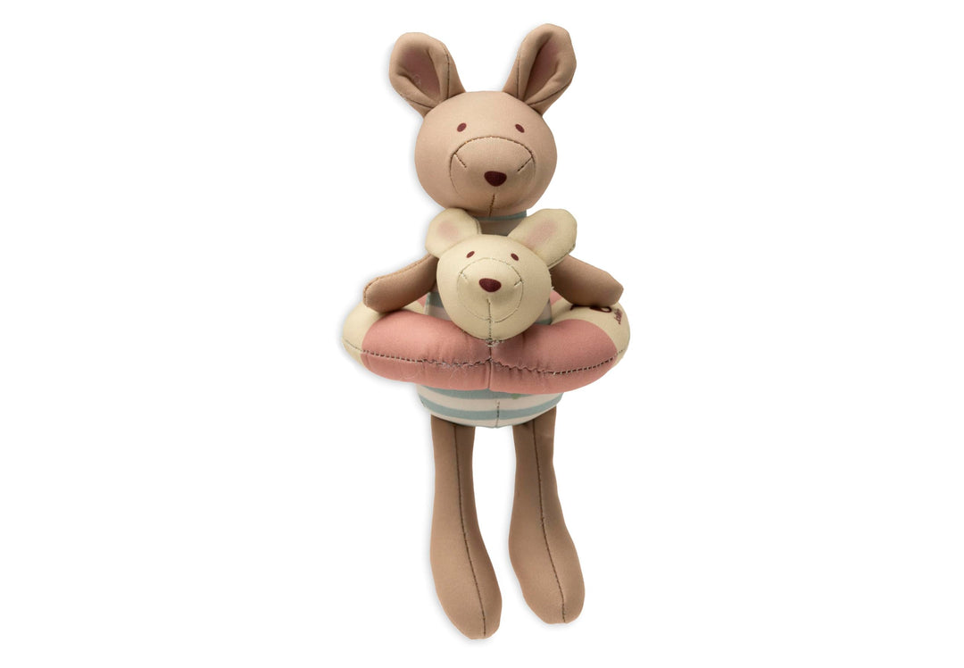 Jollein Badepuppe Baby – Kangaroots – Schwimmende Badewanne Puppe mit Abnehmbarem Schwimmring – Spie