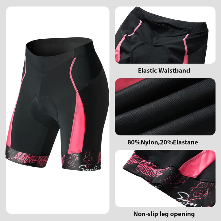 Santic Fahrradhose Damen Gepolstert Kurz Radlerhose Damen Radhose L 3-rosa, L 3-rosa
