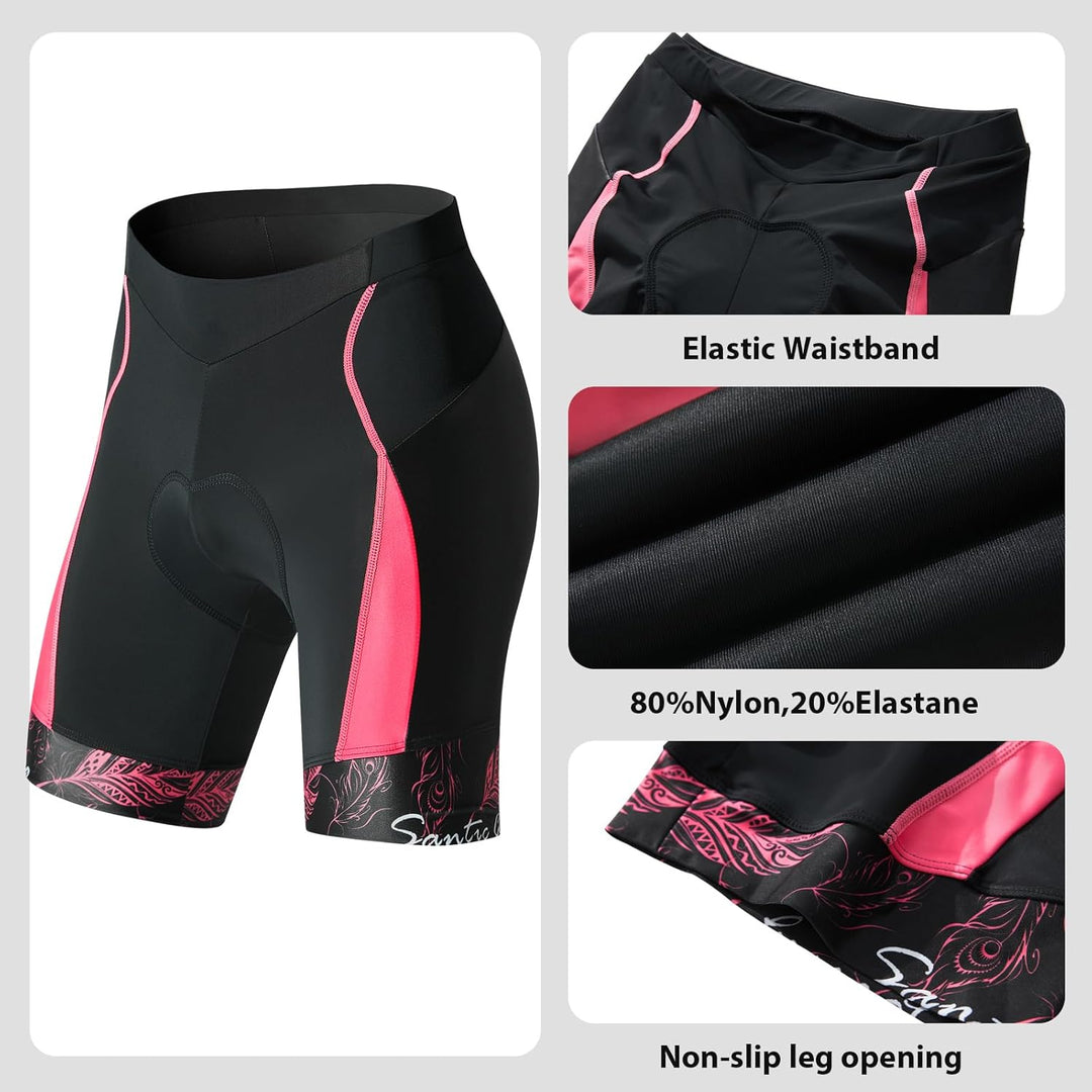 Santic Fahrradhose Damen Gepolstert Kurz Radlerhose Damen Radhose Damen mit Sitzpolster Radsportshor