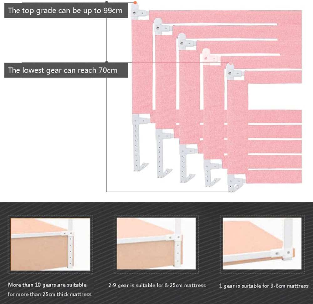 OHMG Bettgeländer,Sicherheitsgitter für Kinder,Sicherheitsgitter für Bett,höhenverstellbar,tragbar,B