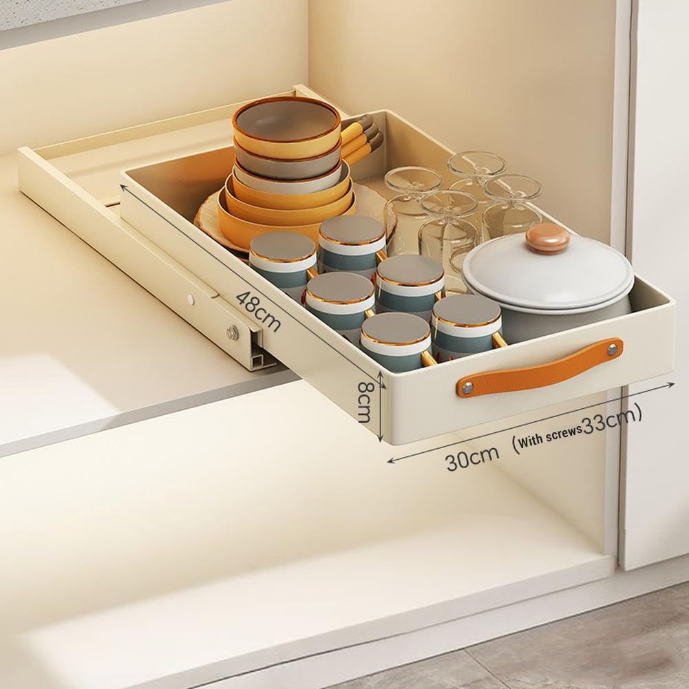Ausziehbarer Schrank-Schubladen-Organizer, breit, 30 cm, Unterspüle-Organizer-Körbe, selbstklebende