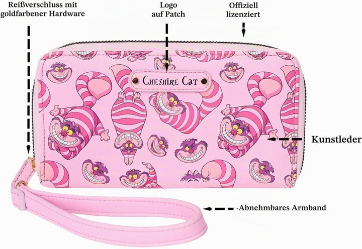 Disney Geldbörse mit Handgelenk, Mickey Minnie Mouse, Winnie Pooh, Reissverschluss, Clutch, Kunstled
