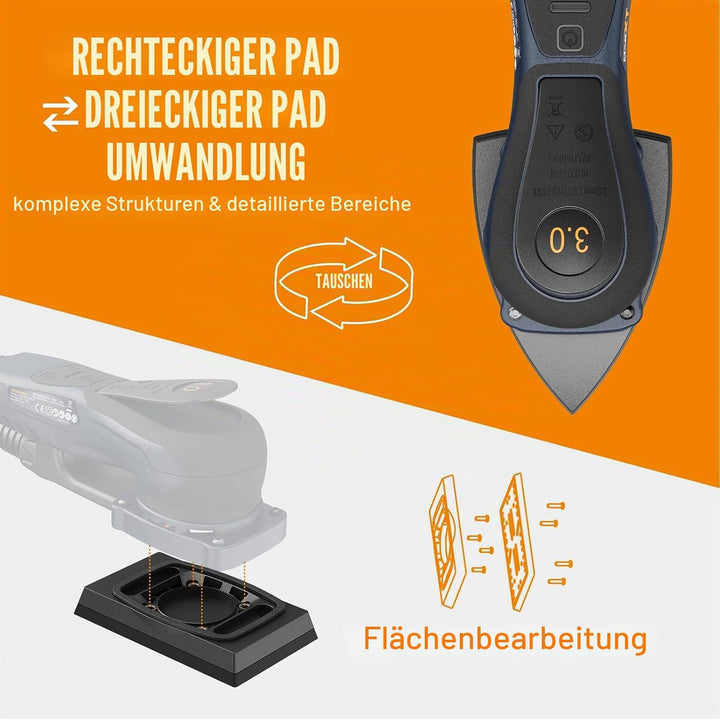 MAXXT 2IN1 Bürstenloser Delta- und Rechteckschleifer 350W, 6-stufige Drehzahlregelung (4000-10000 U/