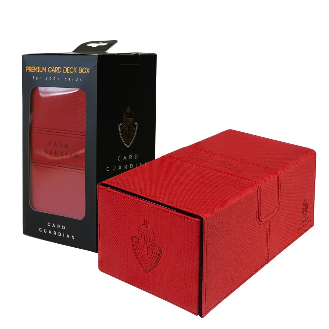 Card Guardian - Premium Deck Sammelkarten Box für 200 Karten Sammelkartenspiele TCG (Rot), Rot