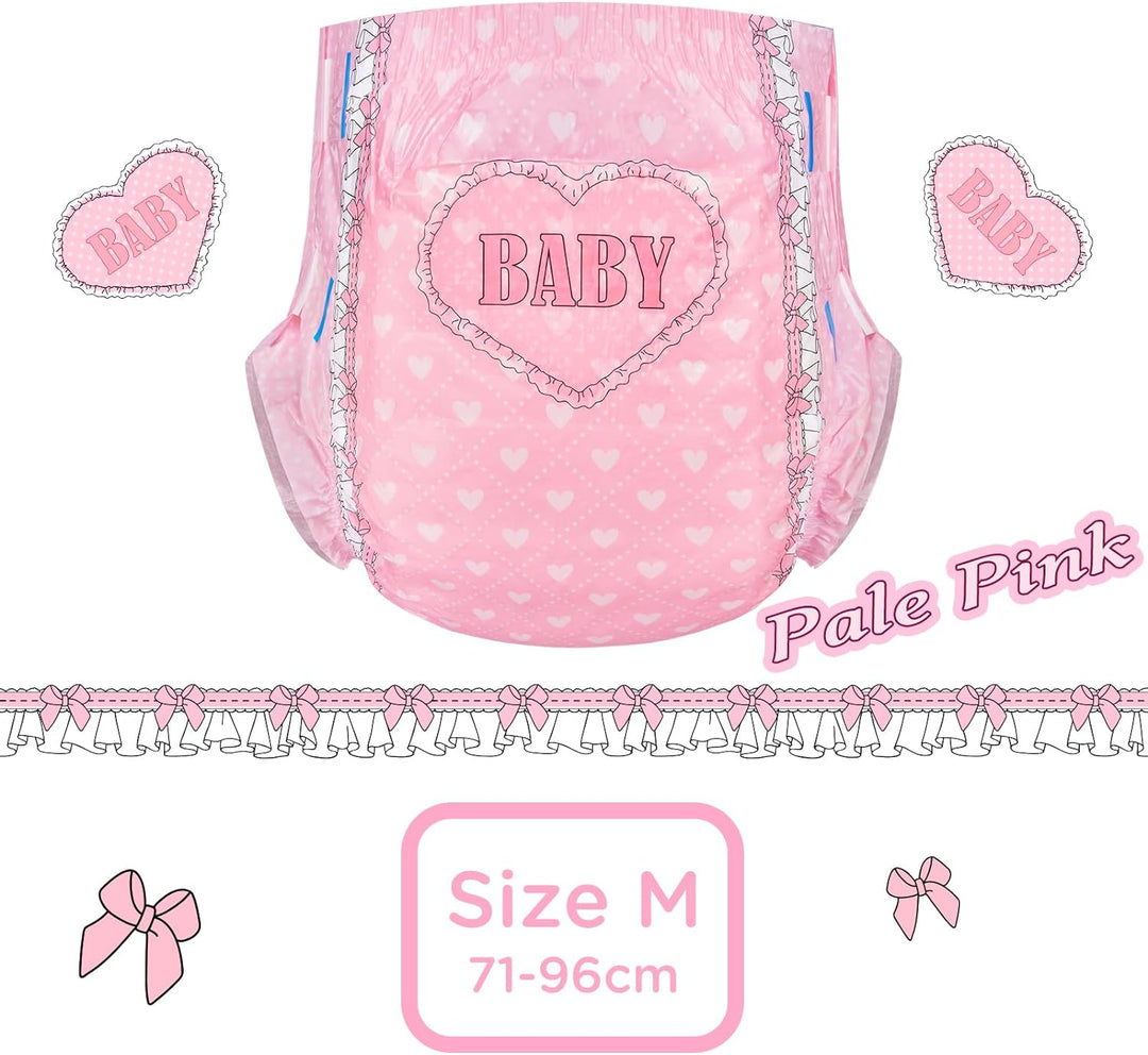 LittleForBig Erwachsenen Gedruckten Windeln 10 Stück - Blushing Baby Hellrosa(Medium 71-96 CM) Hellr